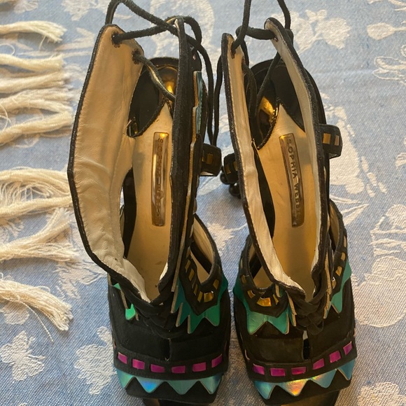 Sophia Webster Black and Blue Stiletto Heels - Picture 7 of 10